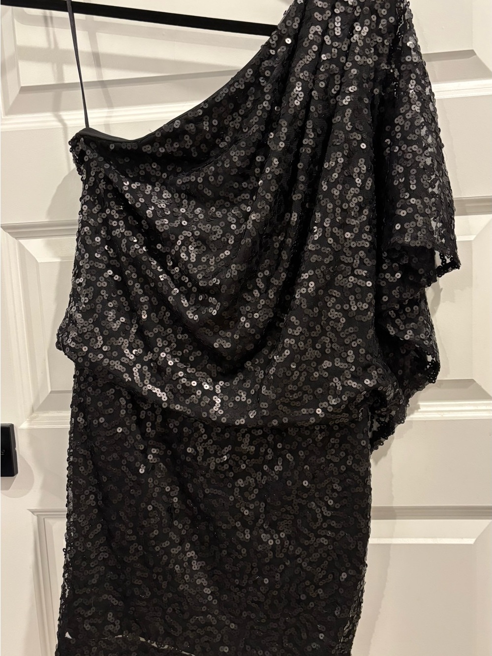 Jessica Simpson Black One-Shoulder Sequin Cocktail Mini Dress